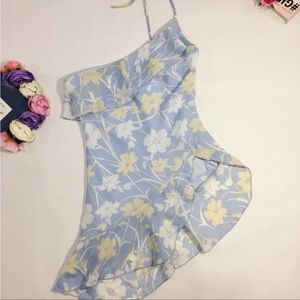 Vintage Guess One-shoulder Light Blue Floral Spring top